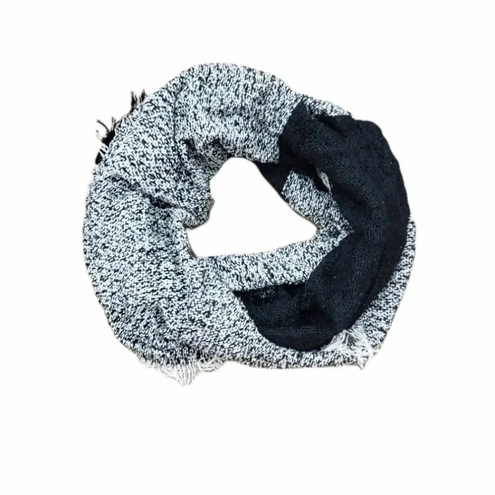 Cejon Accessories Beige Black Fringe Infinity Scarf